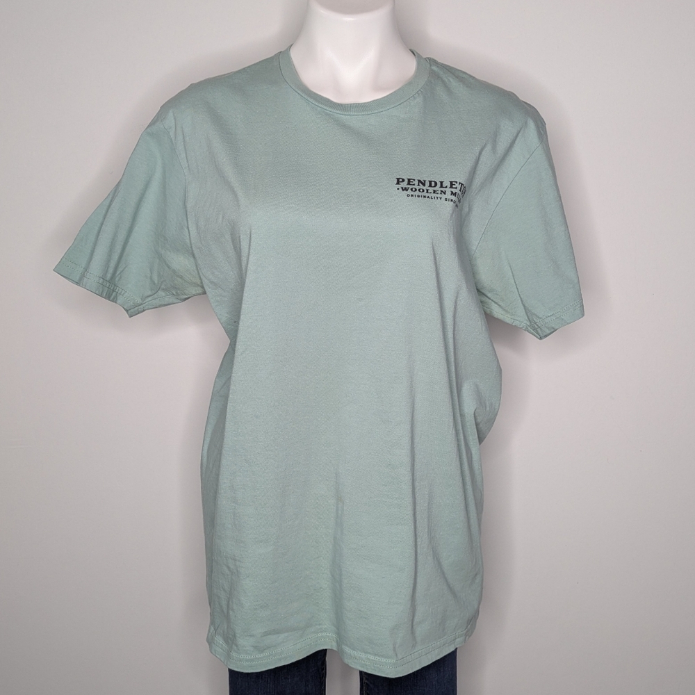 Pendleton Light Blue Aztec Print Short Sleeve Cot… - image 1